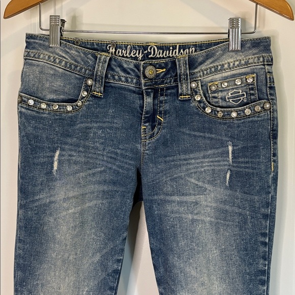 Harley-Davidson Skinny Embellished Low-Rise Wash Jeans 99161-16VW Size 6 - Picture 6 of 16